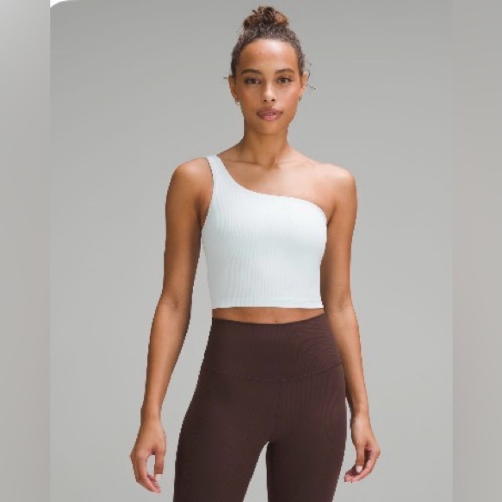 NWOT Lululemon Nulu Ribbed Asymmetrical Yoga Tank Top in Sheer Blue